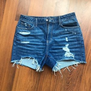 High rise distressed shorts